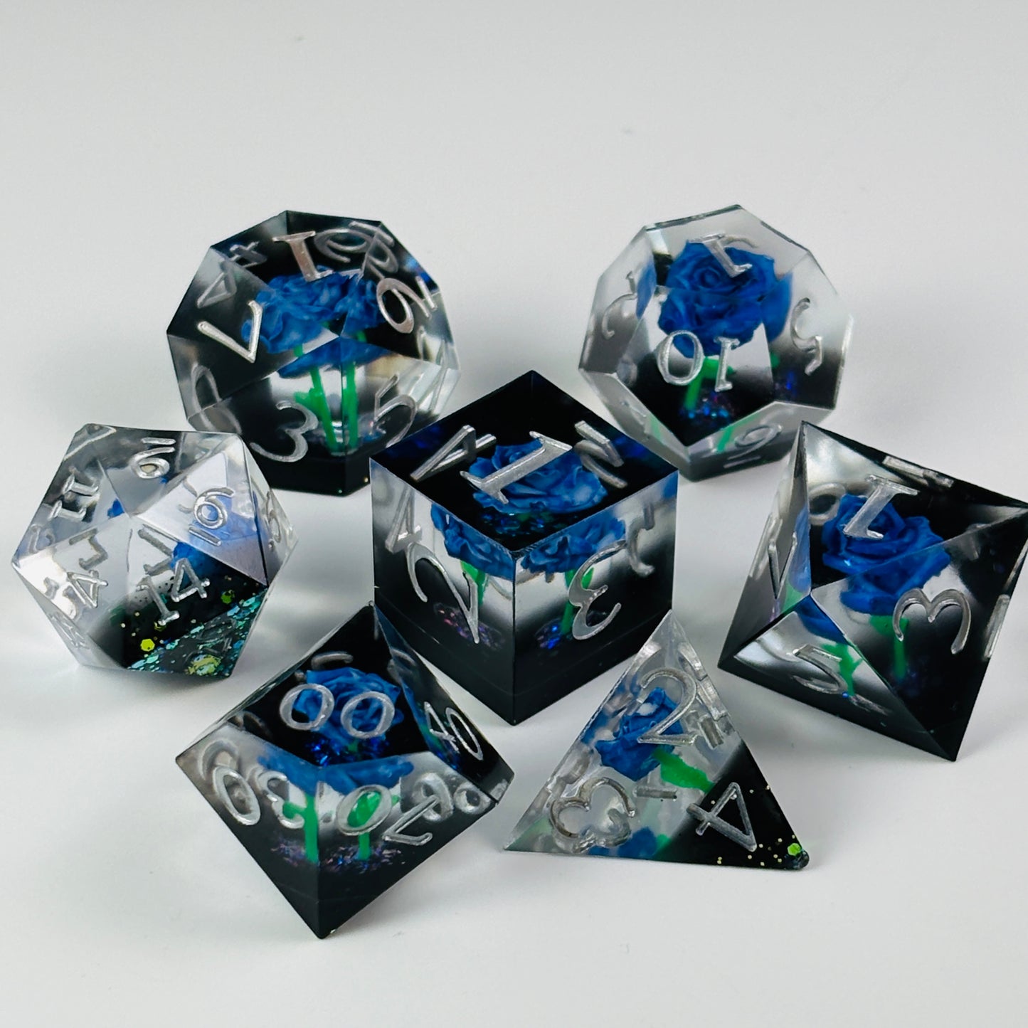 Rose DnD Dice Set, Sharp Edge D&D Dice Full Set, Dungeons and Dragons Polyhedral RPG DND Dice D6, D20, Gift for Gamer