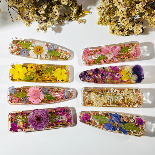 Personalized Birth Month Flower Hair Clips, Resin Hairpins, Real Flower Hair Accessories, Dried Flower Jewelry, Birthday Gift For Her