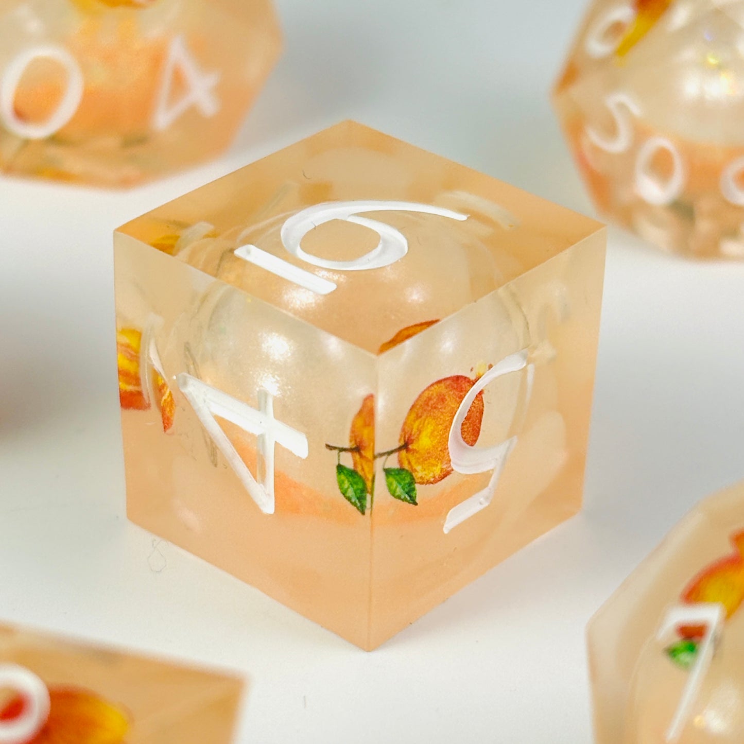 Orange Juice Dice Liquid Core DnD Dice Set, Sharp Edge D&D Dice Full Set, Dungeons and Dragons Polyhedral RPG DND Dice D6, D20, Gift for Gamer