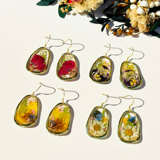 Birth Month Flower Earrings, Pressed Flower Earrings, Dried Flower Resin Jewelry, Birthday Gift for her