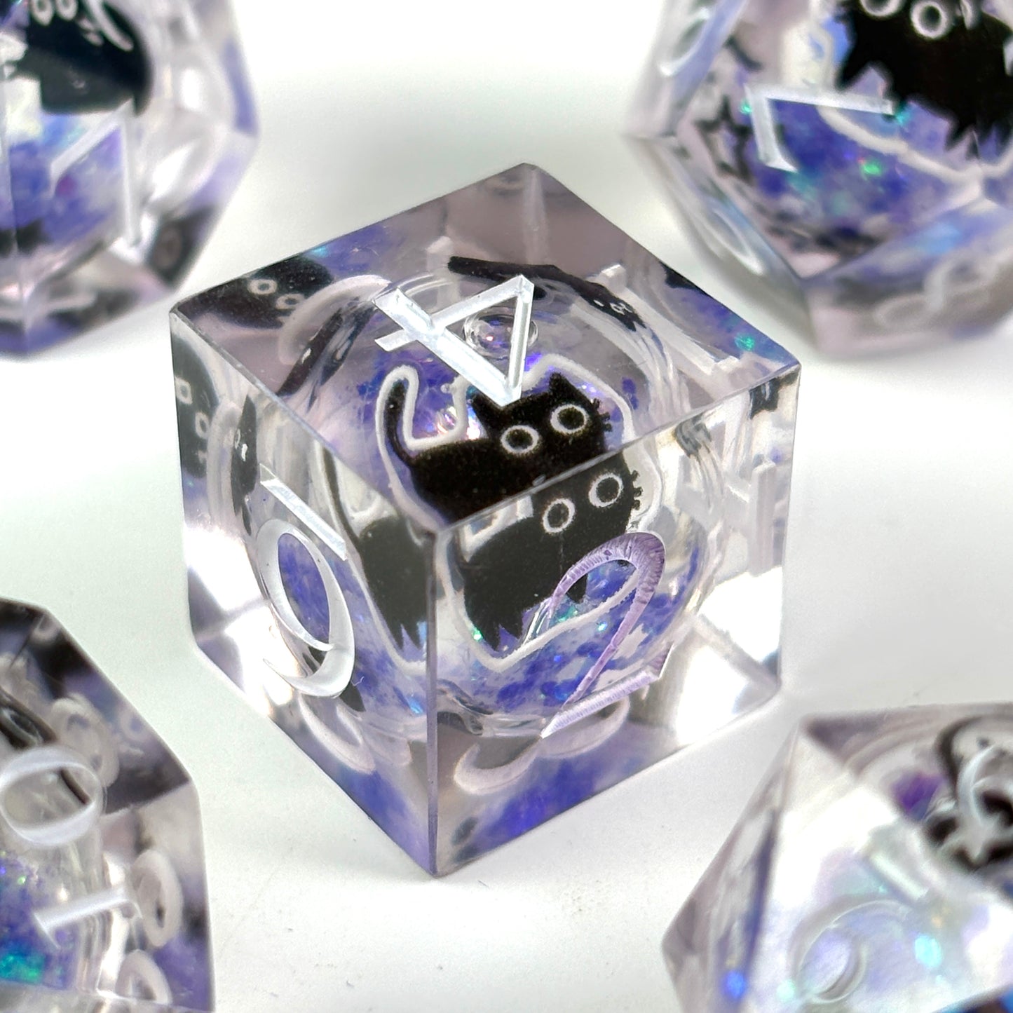 Black Cat Dice Liquid Core DnD Dice Set, Sharp Edge D&D Dice Full Set, Dungeons and Dragons Polyhedral RPG DND Dice D6, D20, Gift for Gamer