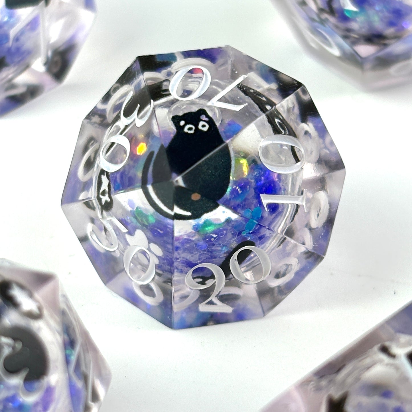 Black Cat Dice Liquid Core DnD Dice Set, Sharp Edge D&D Dice Full Set, Dungeons and Dragons Polyhedral RPG DND Dice D6, D20, Gift for Gamer