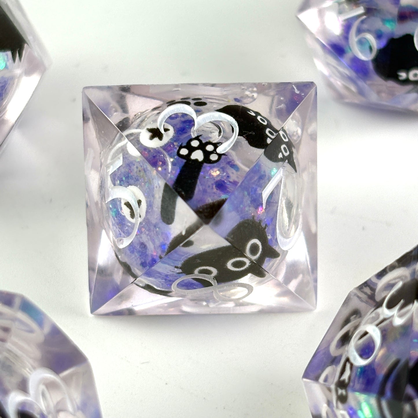 Black Cat Dice Liquid Core DnD Dice Set, Sharp Edge D&D Dice Full Set, Dungeons and Dragons Polyhedral RPG DND Dice D6, D20, Gift for Gamer