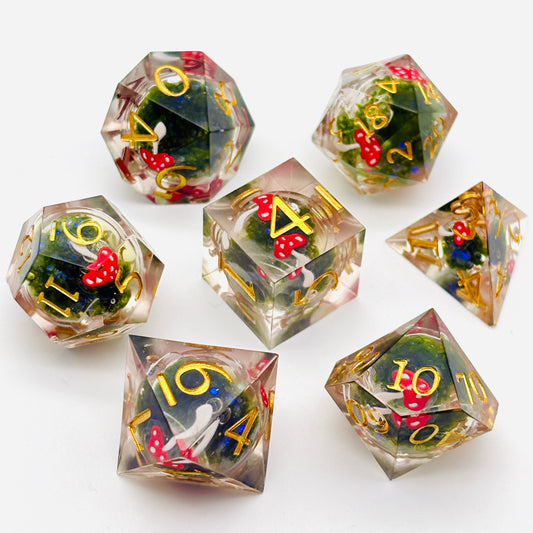 Mosscap Grove Liquid DND Dice Set, Fairycore D&D Dice for Role-Playing Games, Sharp Edge DnD Dice