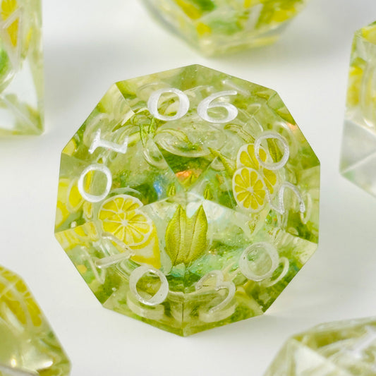 Citrus Veil Dice Liquid Core DnD Dice Set, Sharp Edge D&D Dice Full Set, Dungeons and Dragons Polyhedral RPG DND Dice D6, D20, Gift for Gamer