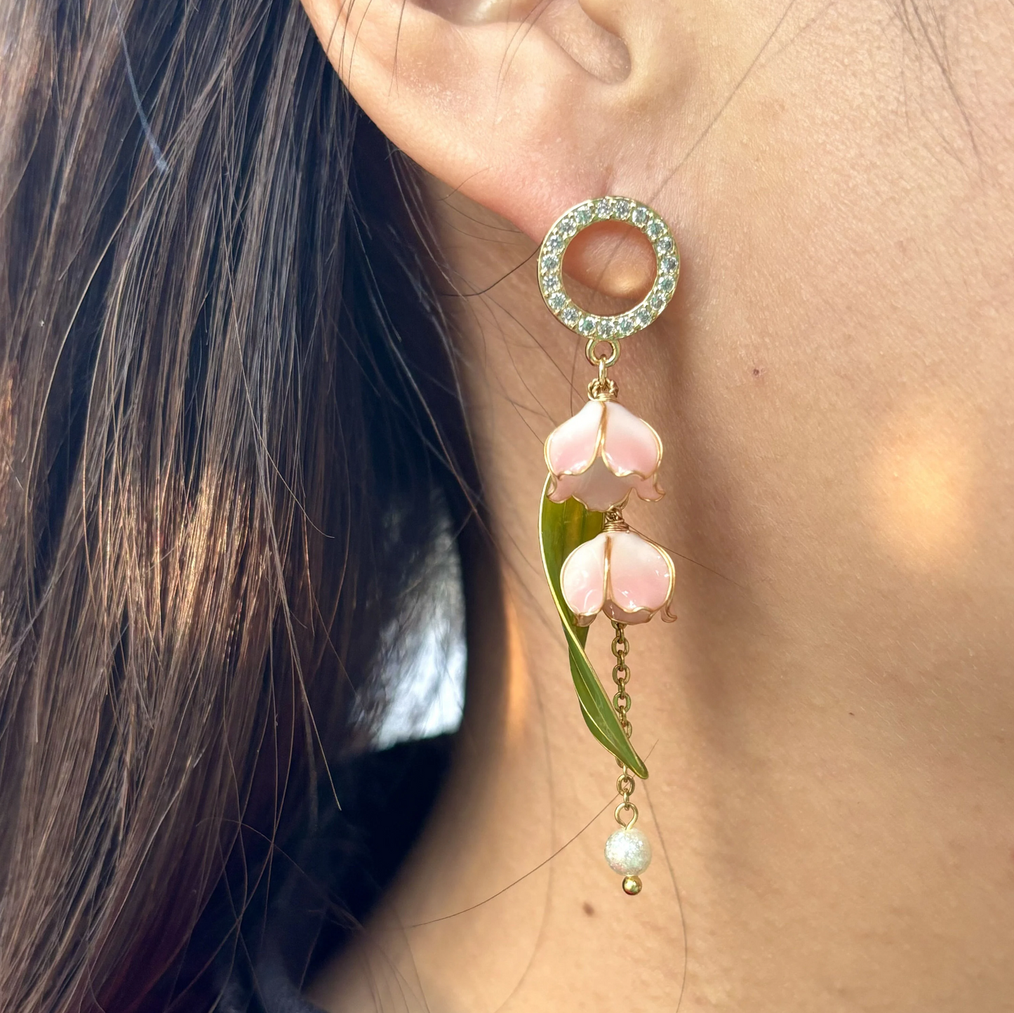Lily of the Valley Floral Earrings, Nature Fairy Wire Wrapped Resin Handmade Jewelry, Cute Kawaii Dangle Drop Earrings, Wedding Gift for Her