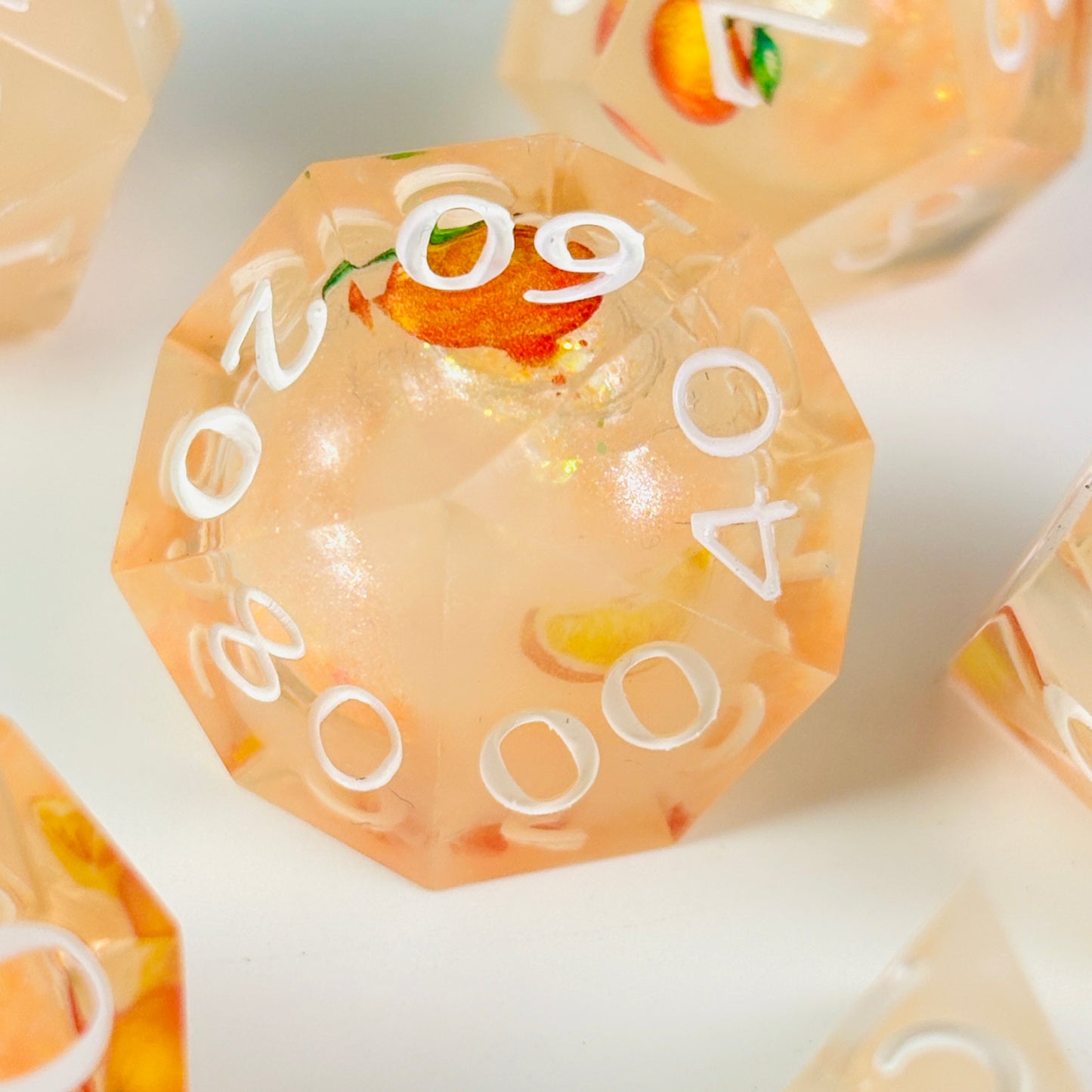 Orange Juice Dice Liquid Core DnD Dice Set, Sharp Edge D&D Dice Full Set, Dungeons and Dragons Polyhedral RPG DND Dice D6, D20, Gift for Gamer