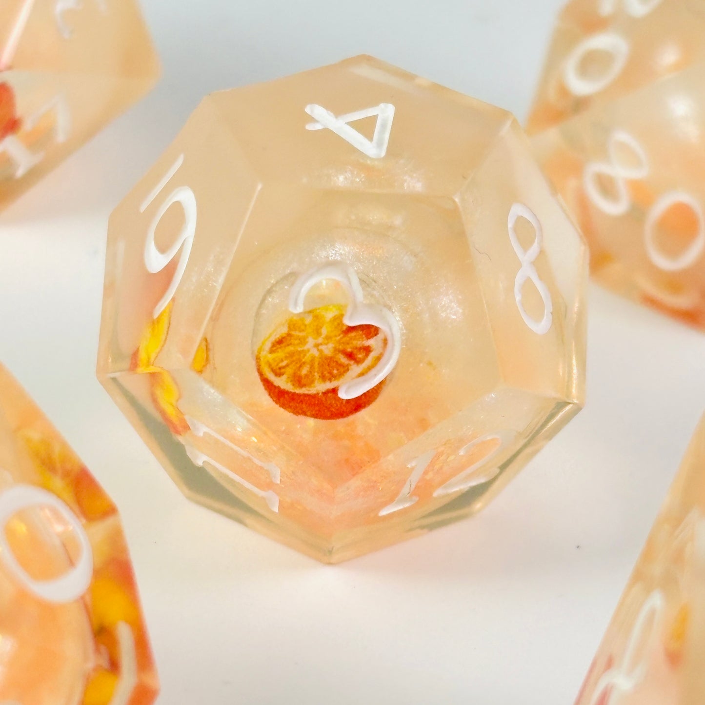Orange Juice Dice Liquid Core DnD Dice Set, Sharp Edge D&D Dice Full Set, Dungeons and Dragons Polyhedral RPG DND Dice D6, D20, Gift for Gamer