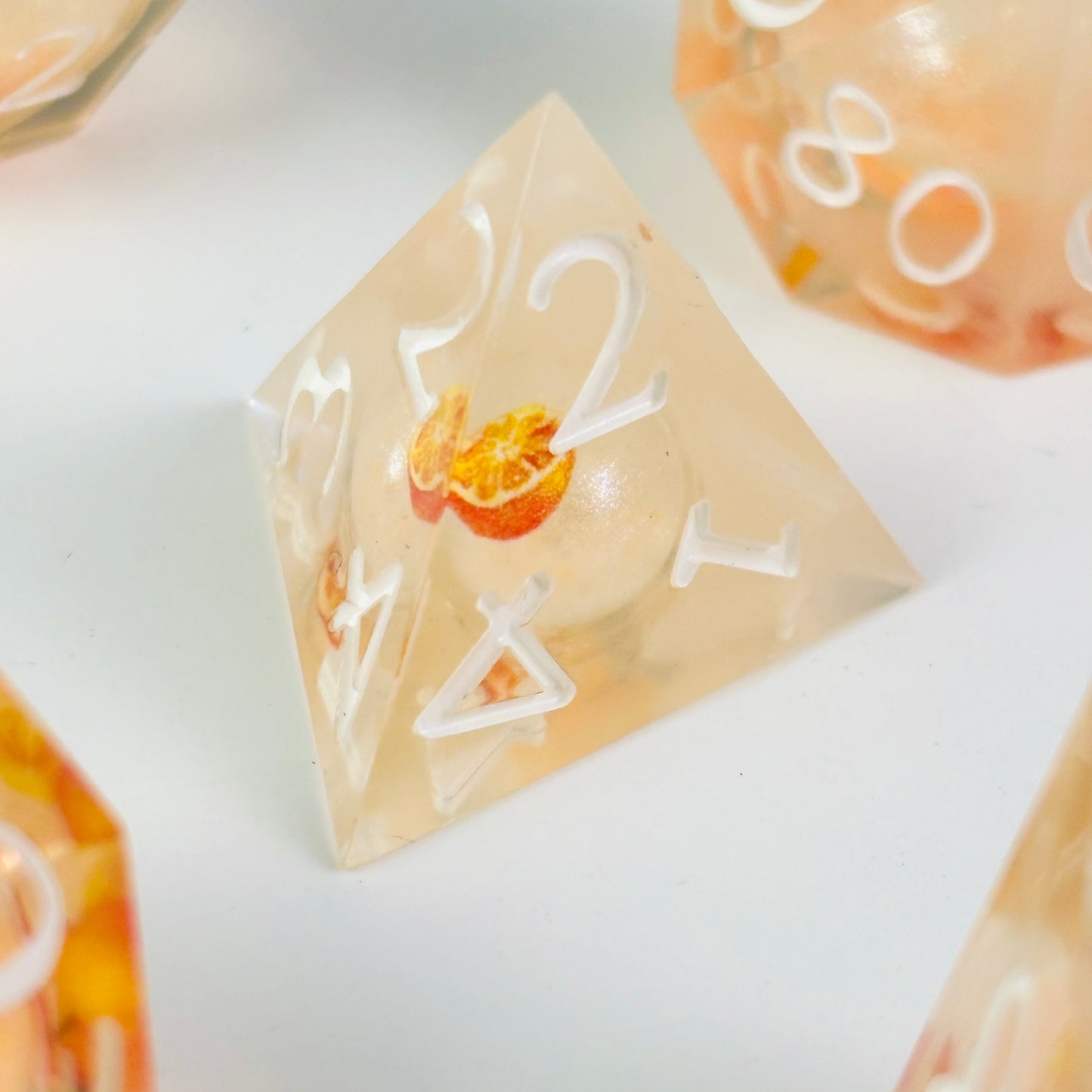 Orange Juice Dice Liquid Core DnD Dice Set, Sharp Edge D&D Dice Full Set, Dungeons and Dragons Polyhedral RPG DND Dice D6, D20, Gift for Gamer