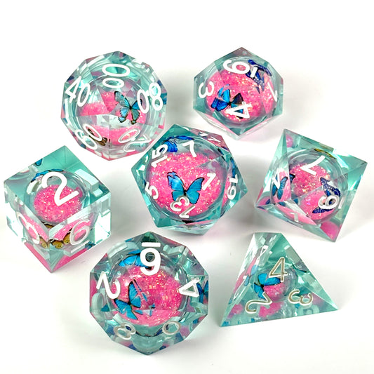Flutterveil Dice Liquid Core DnD Dice Set, Sharp Edge D&D Dice Full Set, Dungeons and Dragons Polyhedral RPG DND Dice D6, D20, Gift for Gamer